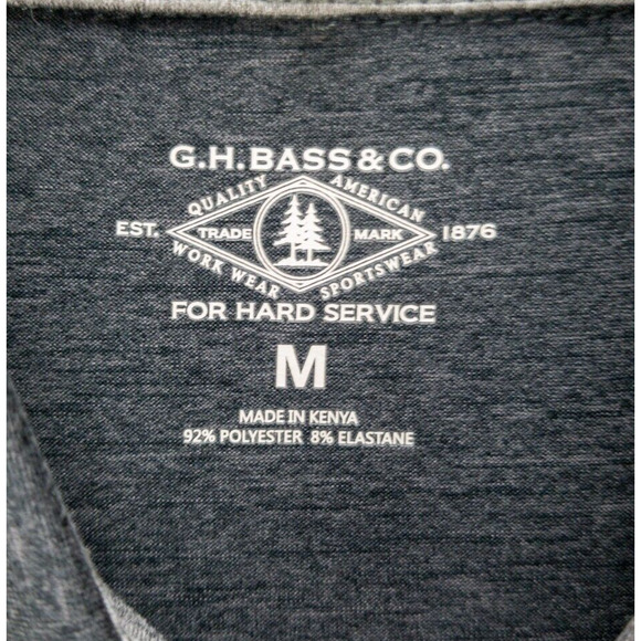 G.H. Bass & Co. Quick Dry Polo Mens Medium Short Sleeve 3-Button Shirt Black - Picture 3 of 12